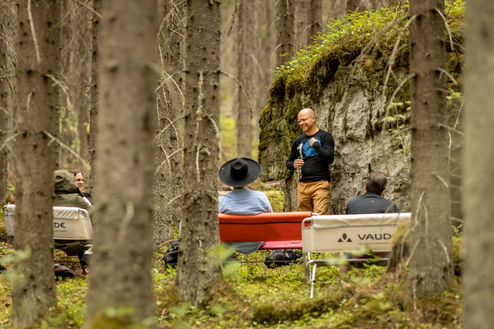 Teemu performing a forest gig. Photo: Wille Markkanen
